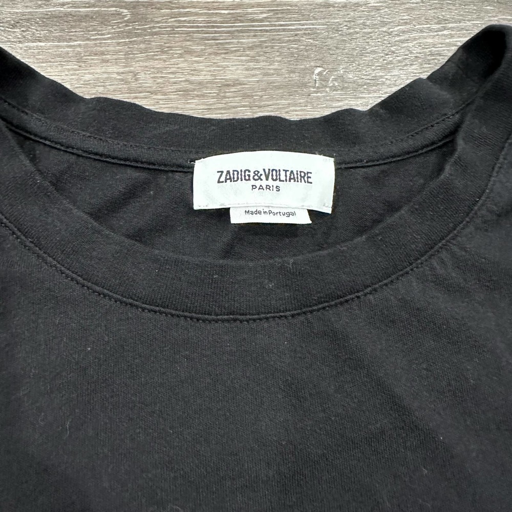 Zadig & Voltaire Woop ZV Logo Strass Rhinestone Shirt Size Large - Picture 4 of 5